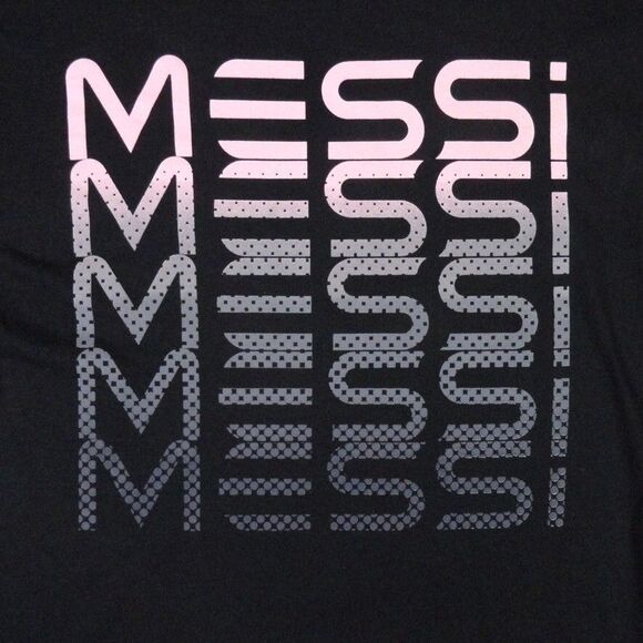 Lionel Messi Shirt Mens Large Black Name Stack Graphic Tee Miami Soccer NWT New - Picture 4 of 12